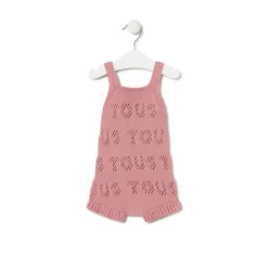 Macacão curto de malha de bebé Tricot logótipo TOUS cor-de-rosa