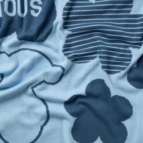 Manta de bebé reversível Nilo multimotivos azul
