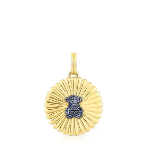 Medalha em prata vermeil e urso com iolitas Iris Motif