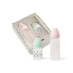 Pack de 2 biberões de bebé Square cor-de-rosa