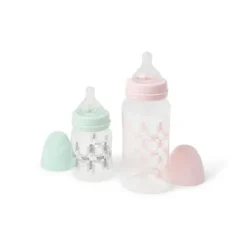 Pack de 2 biberões de bebé Square cor-de-rosa