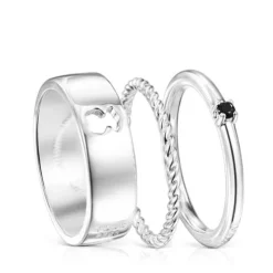 Pack de Anéis Ring Mix em Prata e Espinélio