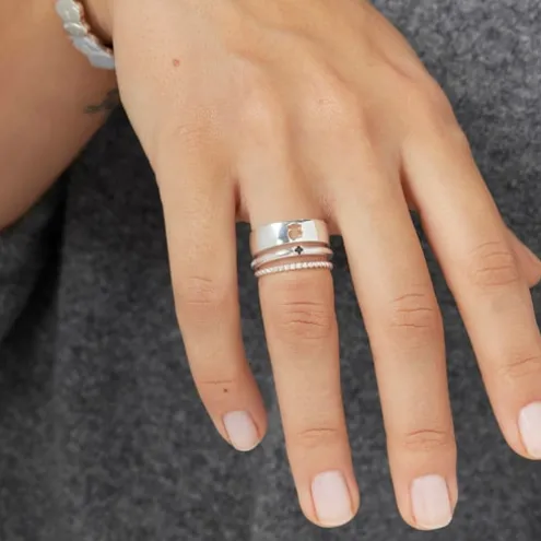Pack de Anéis Ring Mix em Prata e Espinélio