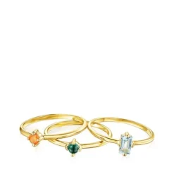 Pack de Anéis TOUS Good Vibes em Prata vermeil e Pedras preciosas