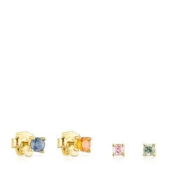 Pack de Brincos Glaring em Prata Vermeil com Safiras multicolor