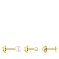 Pack de piercings de orelha TOUS Pearl em ouro, diamante e pérola