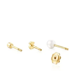 Pack de piercings de orelha TOUS Pearl em ouro, diamante e pérola