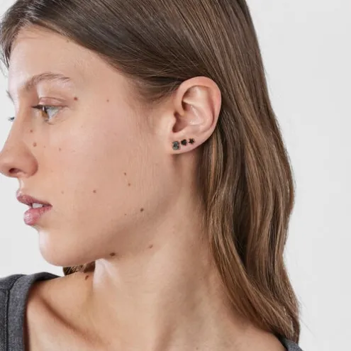 Pack de piercings de orelha TOUS Basics em prata vermeil e espinélio