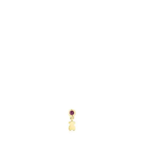 Piercing de orelha em ouro com rodolita e motivo de urso Cool Joy