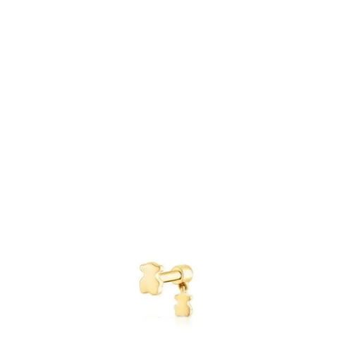 Piercing de orelha em ouro com rodolita e motivo de urso Cool Joy