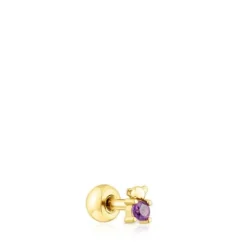 Piercing urso New Motif em aço IP dourado e ametista