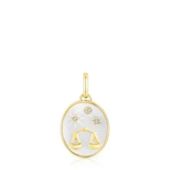 Pingente Balança em prata vermeil com madrepérola e topázios TOUS Horoscope