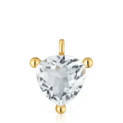 Pingente banhado a ouro de 18 K sobre prata e quartzo de cristal de rocha trillion Color White