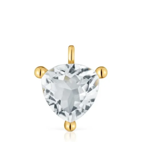 Pingente banhado a ouro de 18 K sobre prata e quartzo de cristal de rocha trillion Color White