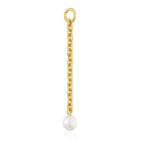 Pingente banhado a ouro 18 K sobre prata e pérola cultivada Hold Oval