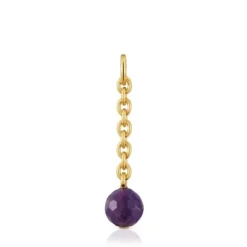 Pingente banhado a ouro 18 K sobre prata e ametista Hold Oval