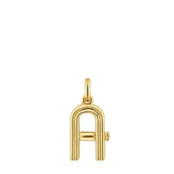Pingente médio letra A banhado a ouro de 18 K sobre prata TOUS Alphabet