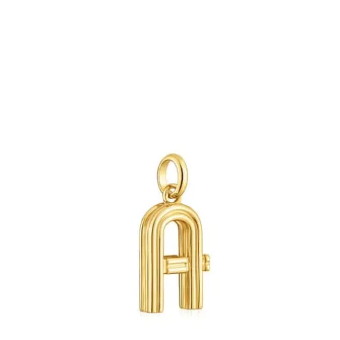 Pingente médio letra A banhado a ouro de 18 K sobre prata TOUS Alphabet