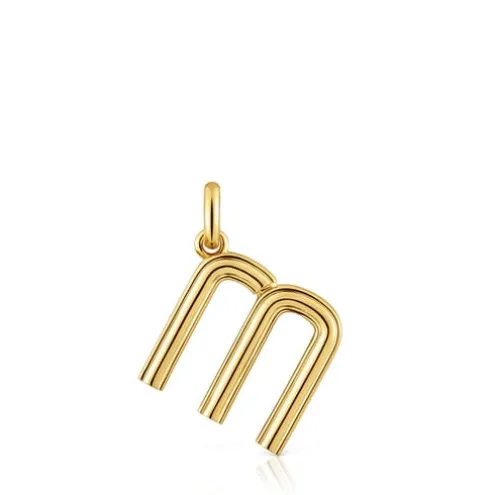 Pingente médio letra M banhado a ouro de 18 K sobre prata TOUS Alphabet