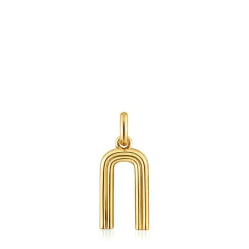 Pingente médio letra N banhado a ouro de 18 K sobre prata TOUS Alphabet