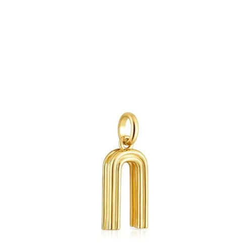 Pingente médio letra N banhado a ouro de 18 K sobre prata TOUS Alphabet