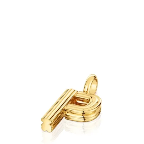 Pingente médio letra P banhado a ouro de 18 K sobre prata TOUS Alphabet