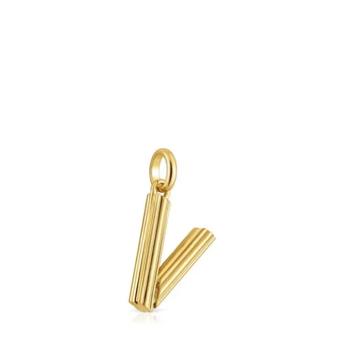 Pingente médio letra V banhado a ouro de 18 K sobre prata TOUS Alphabet
