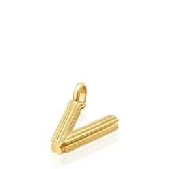 Pingente médio letra V banhado a ouro de 18 K sobre prata TOUS Alphabet