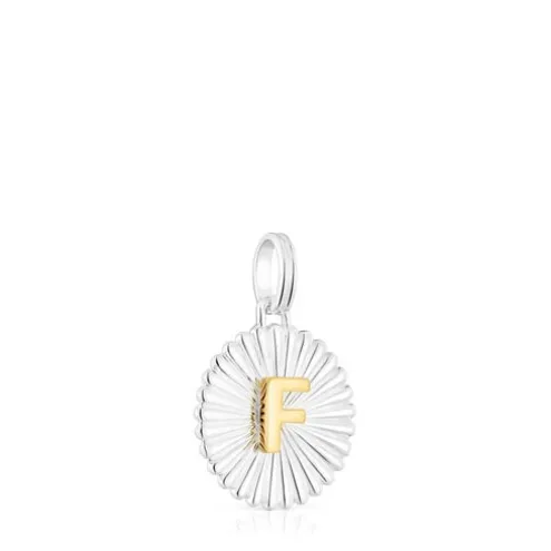 Pingente medalha letra F em prata e prata vermeil TOUS Alphabet