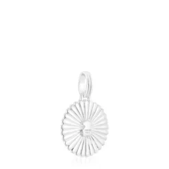 Pingente medalha letra M em prata e prata vermeil TOUS Alphabet