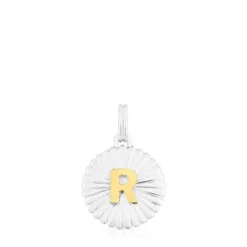 Pingente medalha letra R em prata e prata vermeil TOUS Alphabet