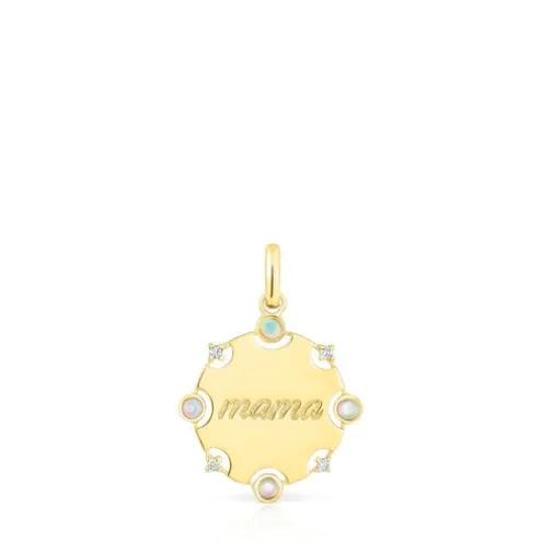Pingente medalha Mama em ouro, diamantes e opala TOUS Mama