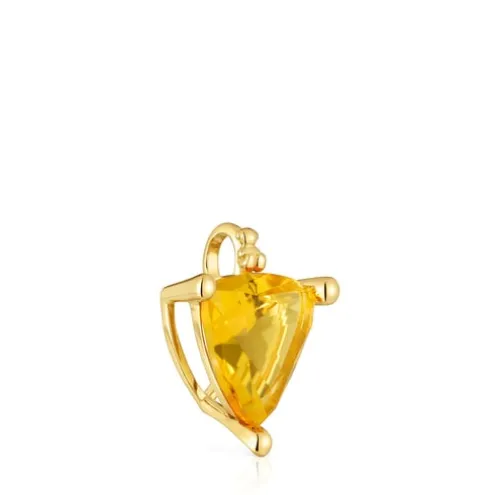 Pingente pequeno banhado a ouro de 18 K sobre prata e citrino criado em laboratório TOUS Color LGG