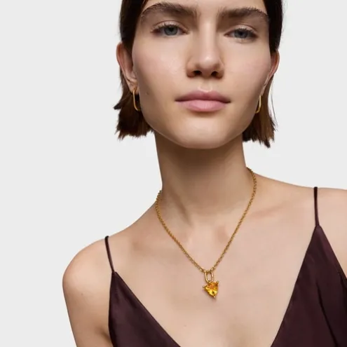 Pingente pequeno banhado a ouro de 18 K sobre prata e citrino criado em laboratório TOUS Color LGG