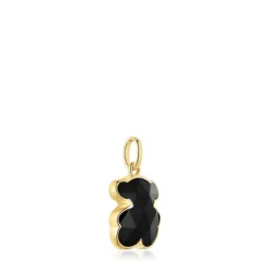 Pingente pequeno banhado a ouro de 18 K sobre prata e motivo urso em ónix TOUS Icon Color