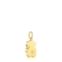 Pingente pequeno banhado a ouro de 18 K sobre prata e motivo urso em ónix TOUS Icon Color