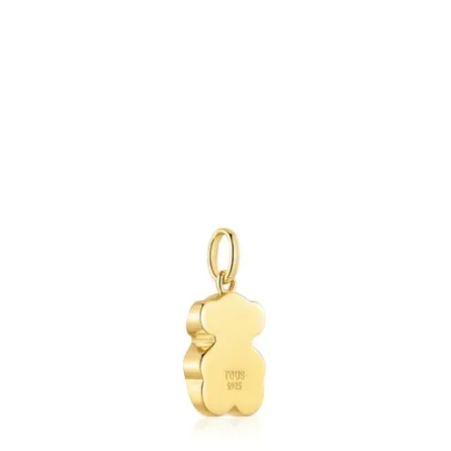Pingente pequeno banhado a ouro de 18 K sobre prata e motivo urso em ónix TOUS Icon Color