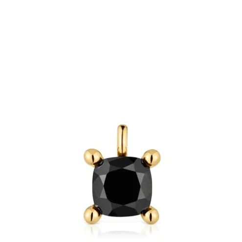Pingente pequeno banhado a ouro de 18 K sobre prata e ónix Color Black