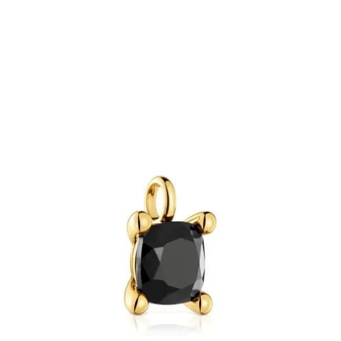 Pingente pequeno banhado a ouro de 18 K sobre prata e ónix Color Black