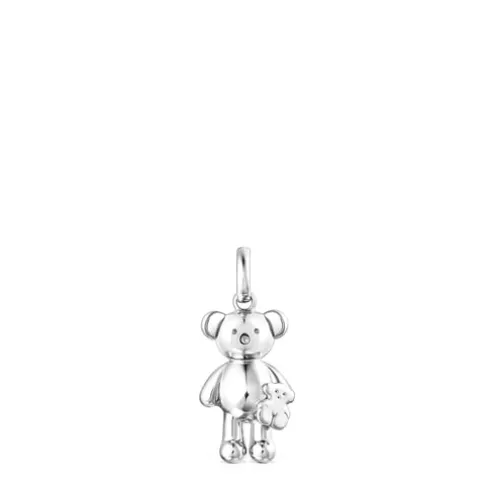Pingente pequeno Teddy Bear urso em Prata