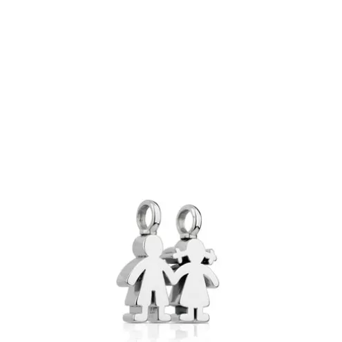 Pingente Sweet Dolls menino-menina em Prata