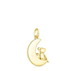 Pingente Teddy Bear lua-urso em Prata vermeil e Pedras preciosas