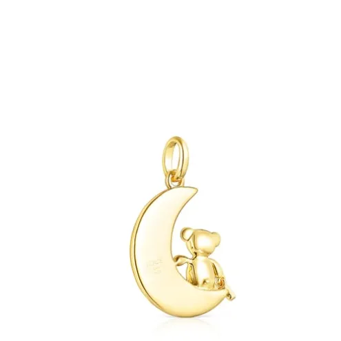Pingente Teddy Bear lua-urso em Prata vermeil e Pedras preciosas