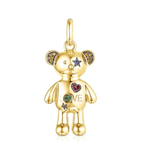Pingente Teddy Bear Stars em Prata vermeil e Pedras preciosas