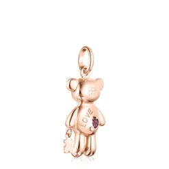 Pingente Teddy Bear Stars em Prata vermeil rosa e Pedras preciosas