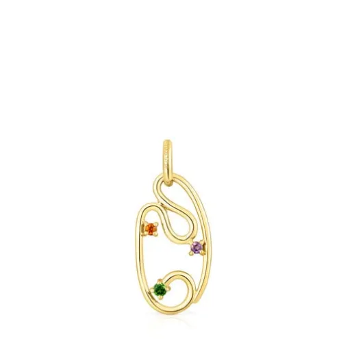 Pingente Tsuri em ouro e pedras preciosas