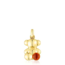 Pingente urso Bold Bear em prata vermeil e cornalina