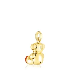 Pingente urso Bold Bear em prata vermeil e cornalina