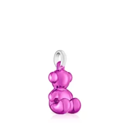 Pingente urso em aço em cor rosa Bold Bear