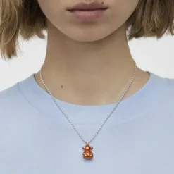 Pingente urso em aço em cor laranja Bold Bear
